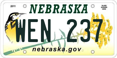 NE license plate WEN237