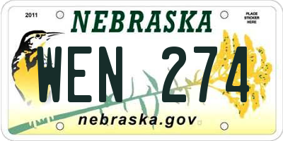 NE license plate WEN274