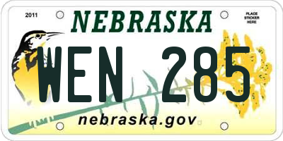 NE license plate WEN285