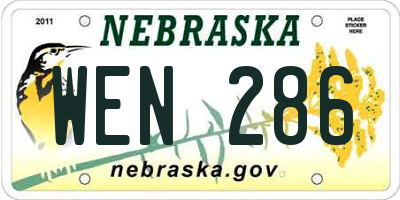 NE license plate WEN286