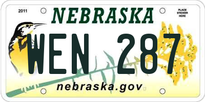 NE license plate WEN287