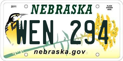 NE license plate WEN294