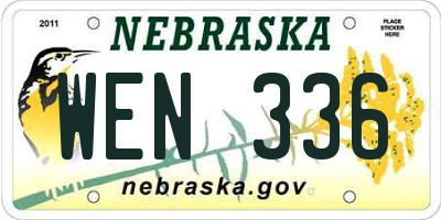 NE license plate WEN336