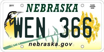 NE license plate WEN366