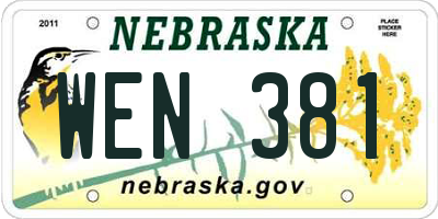 NE license plate WEN381