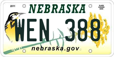NE license plate WEN388