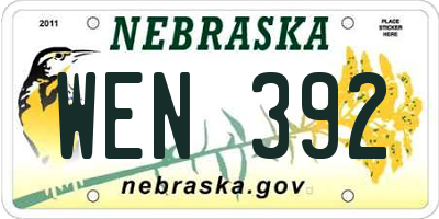 NE license plate WEN392