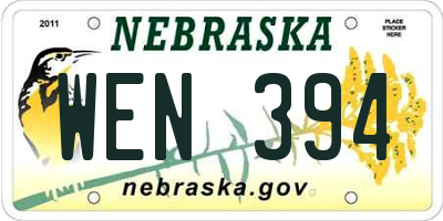 NE license plate WEN394