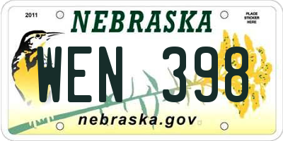 NE license plate WEN398