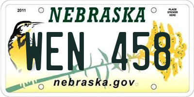NE license plate WEN458
