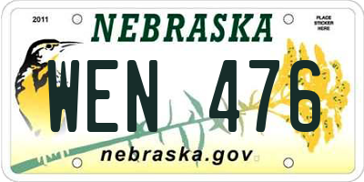 NE license plate WEN476