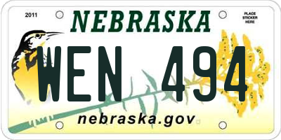 NE license plate WEN494