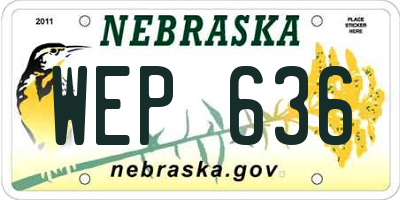NE license plate WEP636