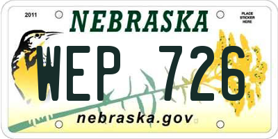 NE license plate WEP726