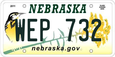 NE license plate WEP732