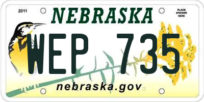 NE license plate WEP735