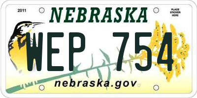 NE license plate WEP754