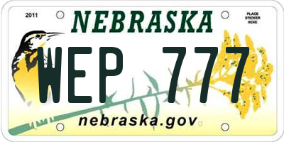 NE license plate WEP777