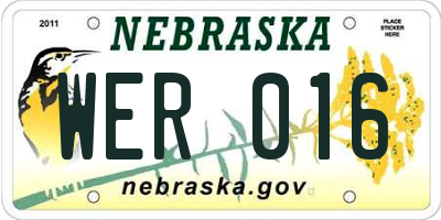 NE license plate WER016