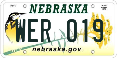 NE license plate WER019