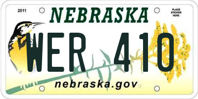 NE license plate WER410