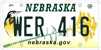 NE license plate WER416
