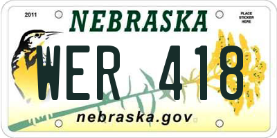 NE license plate WER418