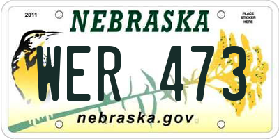 NE license plate WER473
