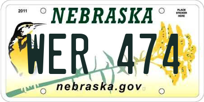 NE license plate WER474