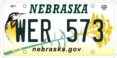 NE license plate WER573
