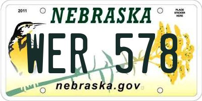 NE license plate WER578