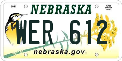 NE license plate WER612