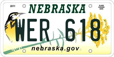 NE license plate WER618