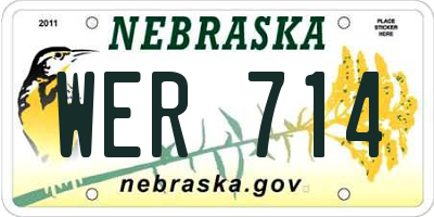 NE license plate WER714