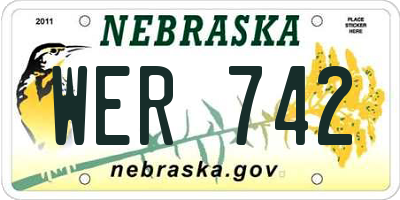 NE license plate WER742