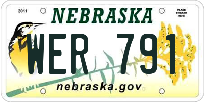 NE license plate WER791