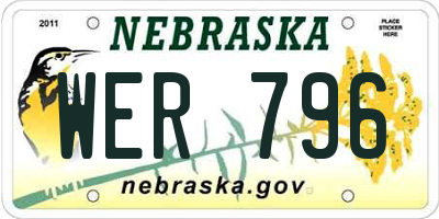 NE license plate WER796