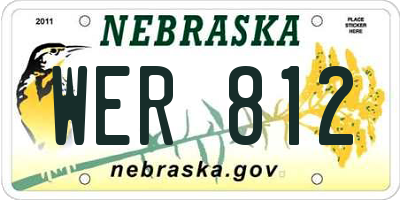 NE license plate WER812