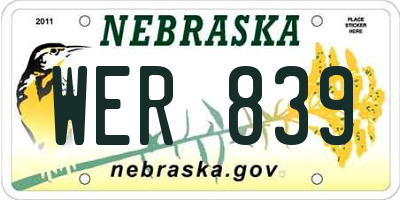 NE license plate WER839