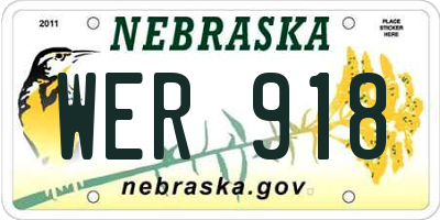 NE license plate WER918