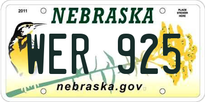 NE license plate WER925