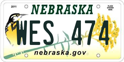 NE license plate WES474