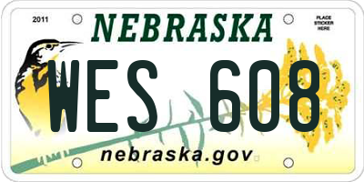 NE license plate WES608
