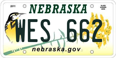 NE license plate WES662