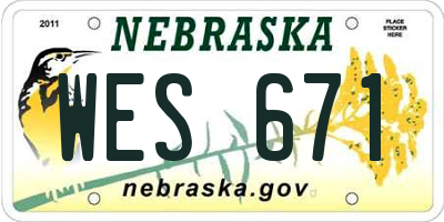 NE license plate WES671