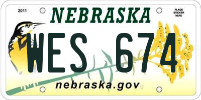 NE license plate WES674
