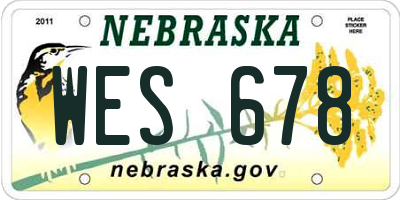 NE license plate WES678
