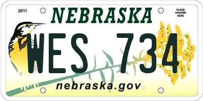 NE license plate WES734