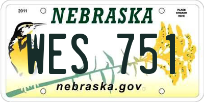 NE license plate WES751