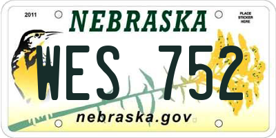 NE license plate WES752